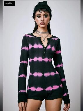 Current Mood Tie-Dye Long Sleeve Sleep Romper